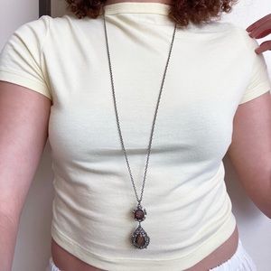 Vintage Y2K Romantic Victorian Purple Rhinestone Long Chain Necklace